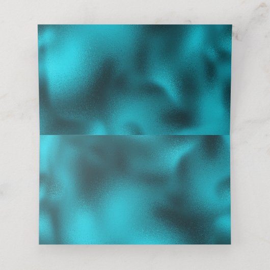 Turquoise metallic monogram initials wedding プレイスカード (内部開封)