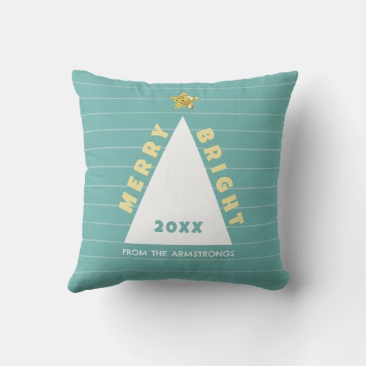 Turquoise Minimalist Christmas Tree クッション (裏面)