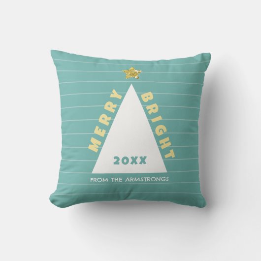 Turquoise Minimalist Christmas Tree クッション (正面)