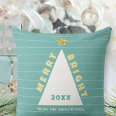 Turquoise Minimalist Christmas Tree クッション