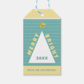 Turquoise Minimalist Christmas Tree Name ギフトタグ (正面)