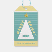 Turquoise Minimalist Christmas Tree Name ギフトタグ (裏面)
