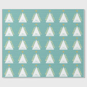 Turquoise Minimalist Christmas Tree Pattern ラッピングペーパー (フラット)