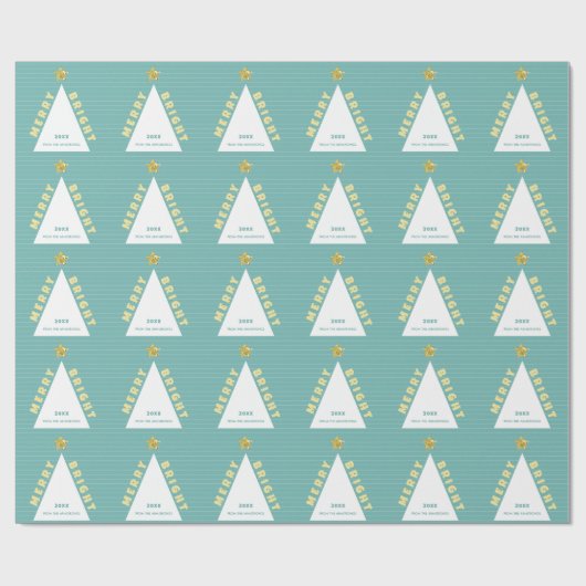 Turquoise Minimalist Christmas Tree Pattern ラッピングペーパー (フラット)