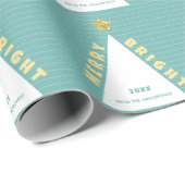 Turquoise Minimalist Christmas Tree Pattern ラッピングペーパー (ロールコーナー)