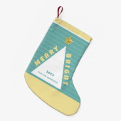 Turquoise Minimalist Christmas Tree Stocking スモールクリスマスストッキング (正面 (吊り時))
