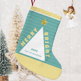 Turquoise Minimalist Christmas Tree Stocking スモールクリスマスストッキング
