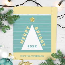 Turquoise Minimalist Geometric Christmas Tree シーズンカード