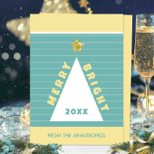 Turquoise Minimalist Geometric Christmas Tree シーズンカード