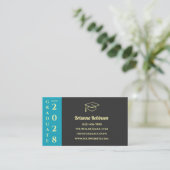 Turquoise Modern Graduation QR Code Name Card コーリングカード (スタンド正面)