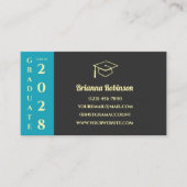 Turquoise Modern Graduation QR Code Name Card コーリングカード (正面)