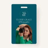 Turquoise Modern Logo Photo Photographer Badge バッジ (正面)