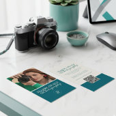 Turquoise Modern Photo Logo QR Code 名刺