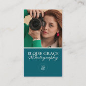 Turquoise Modern Photo Logo QR Code 名刺 (正面)