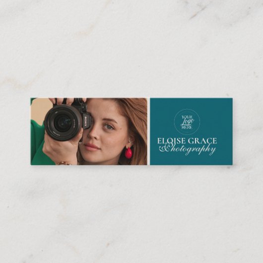 Turquoise Modern Photo Photographer  スキニー名刺 (正面)