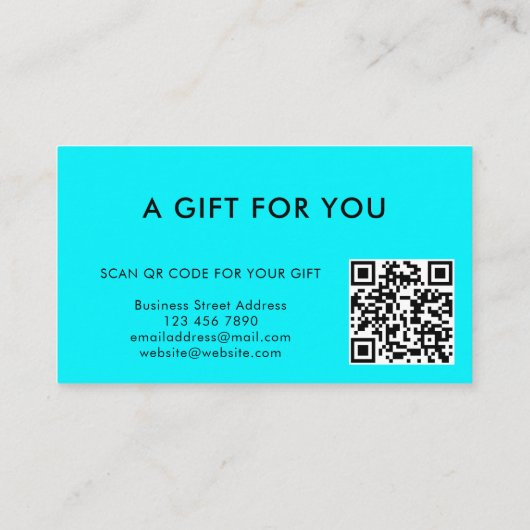 Turquoise Modern Unique Custom QR Code Gift Card 名刺 (裏面)