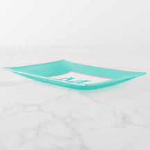 Turquoise Monogram Pink White Geometric 