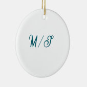 Turquoise monogram wedding couple name simple styl セラミックオーナメント (右)