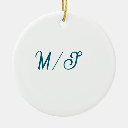 Turquoise monogram wedding couple name simple styl セラミックオーナメント (正面)