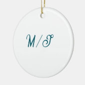 Turquoise monogram wedding couple name simple styl セラミックオーナメント (左)