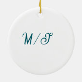 Turquoise monogram wedding couple name simple styl セラミックオーナメント (裏面)
