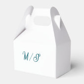Turquoise monogram wedding couple name simple styl フェイバーボックス (裏面サイド)