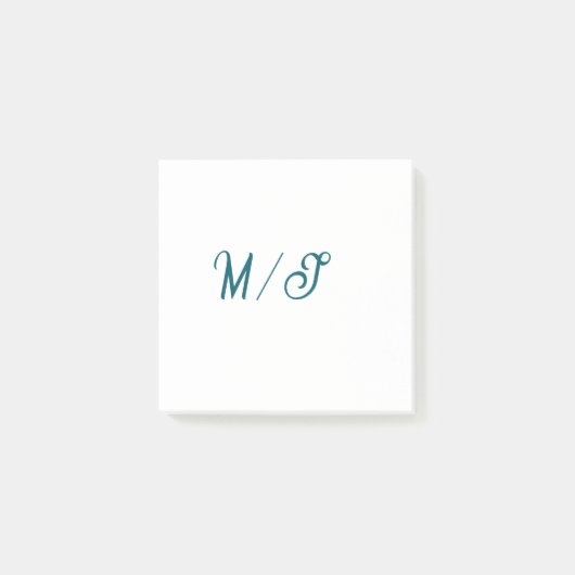 Turquoise monogram wedding couple name simple styl ポストイット (正面)