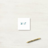 Turquoise monogram wedding couple name simple styl ポストイット (デスク上)