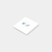 Turquoise monogram wedding couple name simple styl ポストイット (アングル)