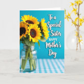 Turquoise Mothers Day Art Card カード (黄色い花)