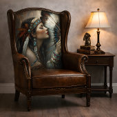 Turquoise Native Woman Fan Decoupage 薄葉紙