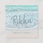 Turquoise Ocean Sandy Beach Handmade Jewelry QR スクエア名刺 (正面)