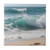 Turquoise Ocean Wave Crashing Shore タイル (正面)