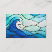 Turquoise Ocean Wave Stained Glass Business Card 名刺 (裏面)