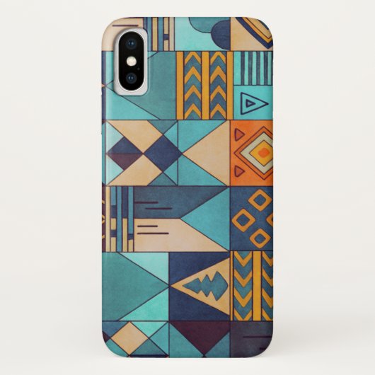 Turquoise & Orange Patchwork  Case-Mate iPhoneケース (裏面)