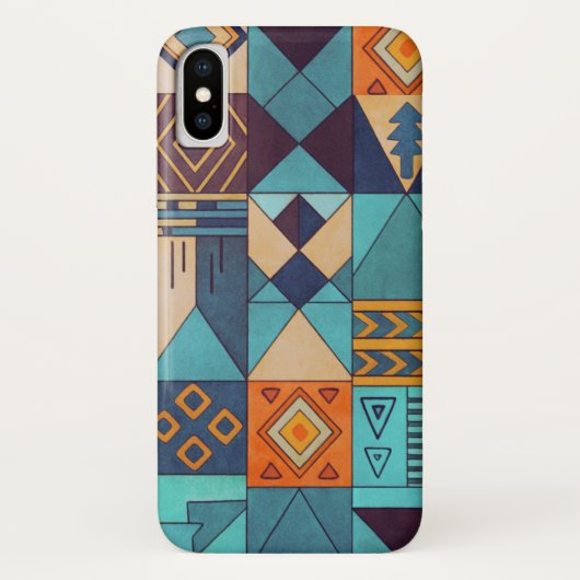 Turquoise & Orange Patchwork  Case-Mate iPhoneケース (裏面)