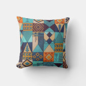 Turquoise & Orange Patchwork Tote クッション (正面)