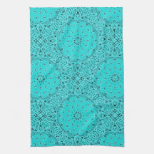 Turquoise Paisley Western Bandana Ltのスカーフのプリント