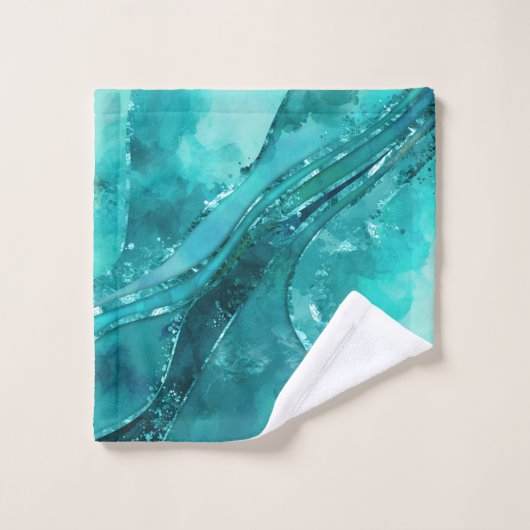 Turquoise palette Flowing Abstract バスタオルセット (ウォッシュタオル)