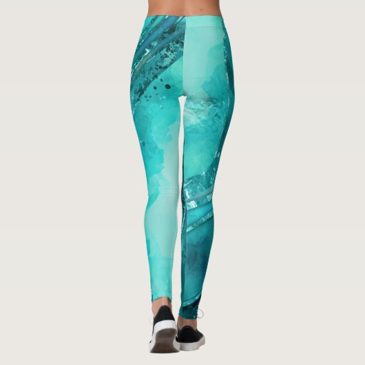 Turquoise palette Flowing Abstract レギンス (裏面)
