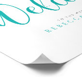 Turquoise Personalized Wedding Welcome Sign ポスター (角)