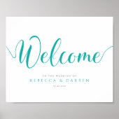 Turquoise Personalized Wedding Welcome Sign ポスター (正面)