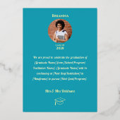 Turquoise Photo Graduation Gold Foil Announcement 箔招待状 (裏面)