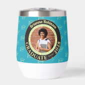 Turquoise Photo Modern Graduation Gift Tumbler (正面)