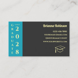 Turquoise Photo Modern Graduation Name Card コーリングカード
