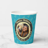 Turquoise Photo Modern Graduation Party 紙コップ (正面)