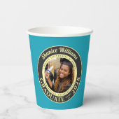 Turquoise Photo Modern Graduation Party 紙コップ (裏面)