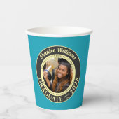 Turquoise Photo Modern Graduation Party 紙コップ (正面)