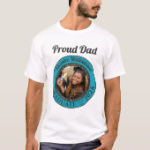 Turquoise Photo Modern Graduation Proud Dad Tシャツ (正面)