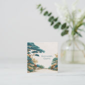 Turquoise Pine Tree Desert Landscape Artistic スクエア名刺 (スタンド正面)